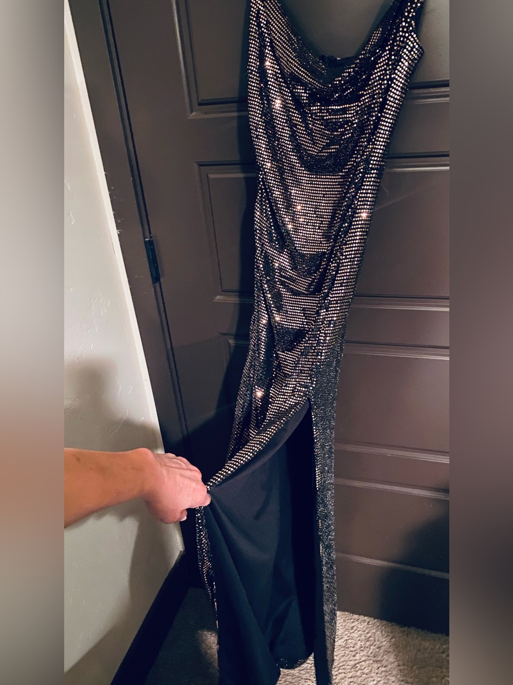 Lulu's glamours Sequin Cowl Draped Maxi Skirt - Picture 3 of 9